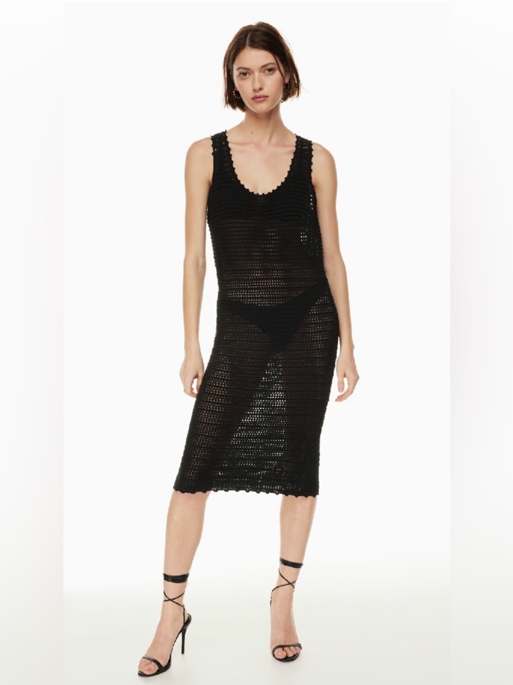 Wilfred Black Crochet Midi Dress